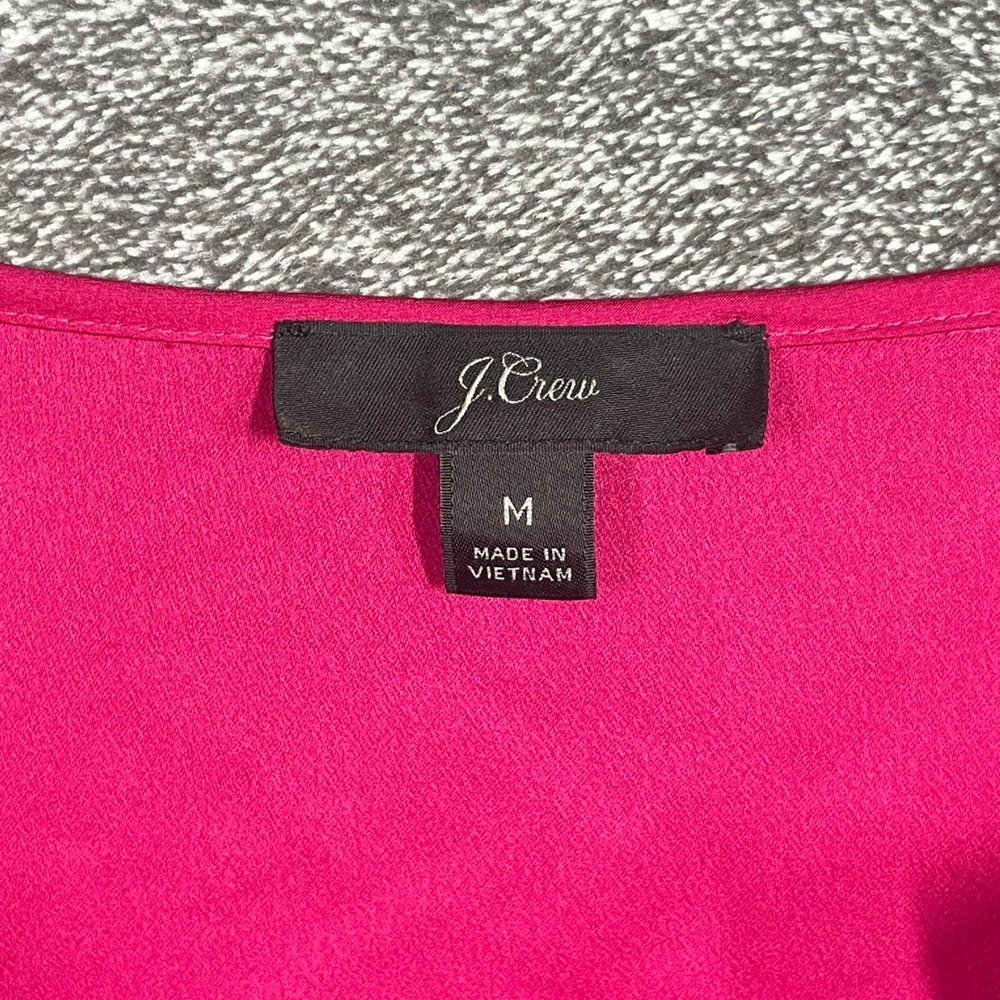 J.Crew Blouse Pink Ruffle V-Neck Long Sleeve Top Medium - Picture 2 of 6